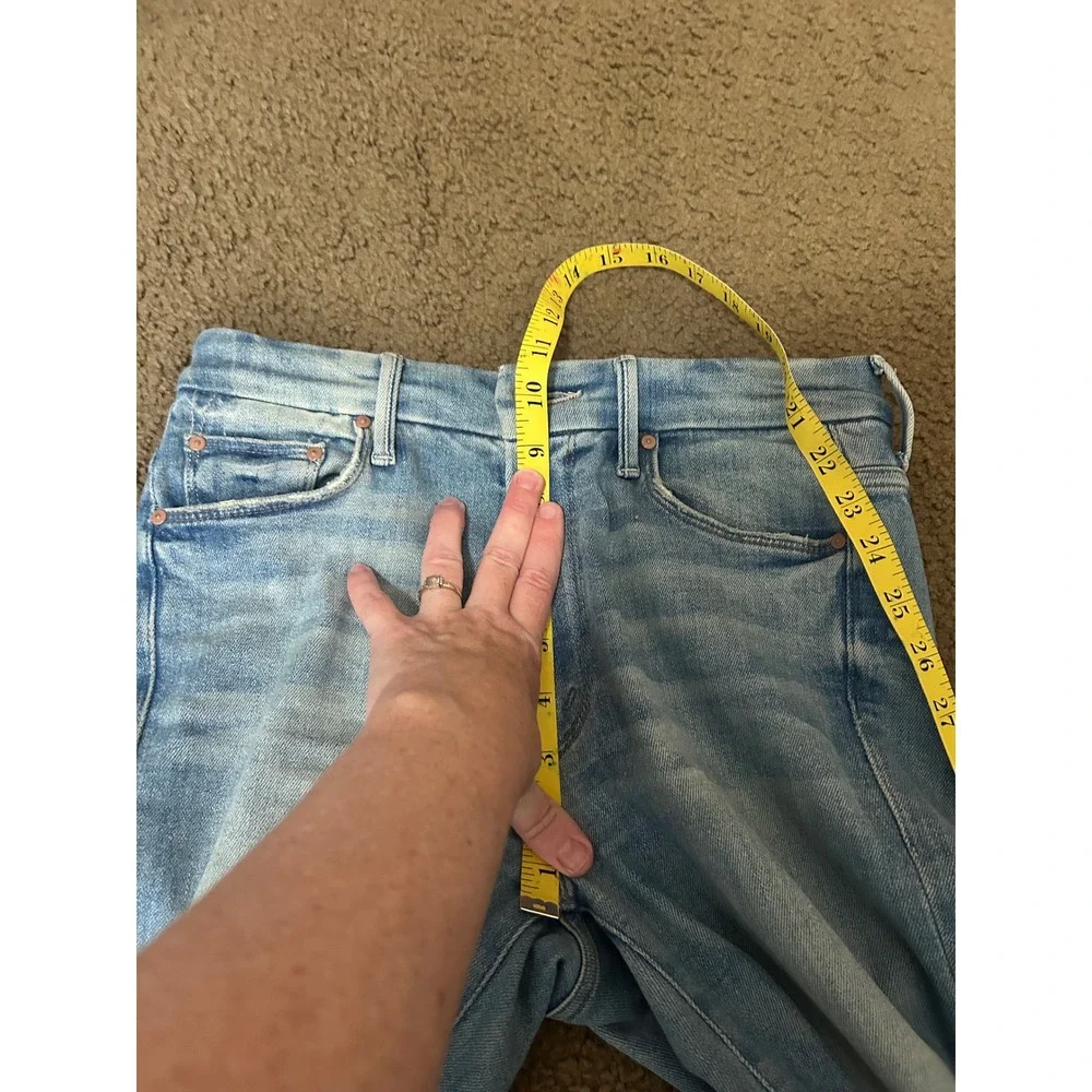 Mother‎ High Waisted Looker Ankle Fray Jeans Au Revoir Light Blue Size 26
